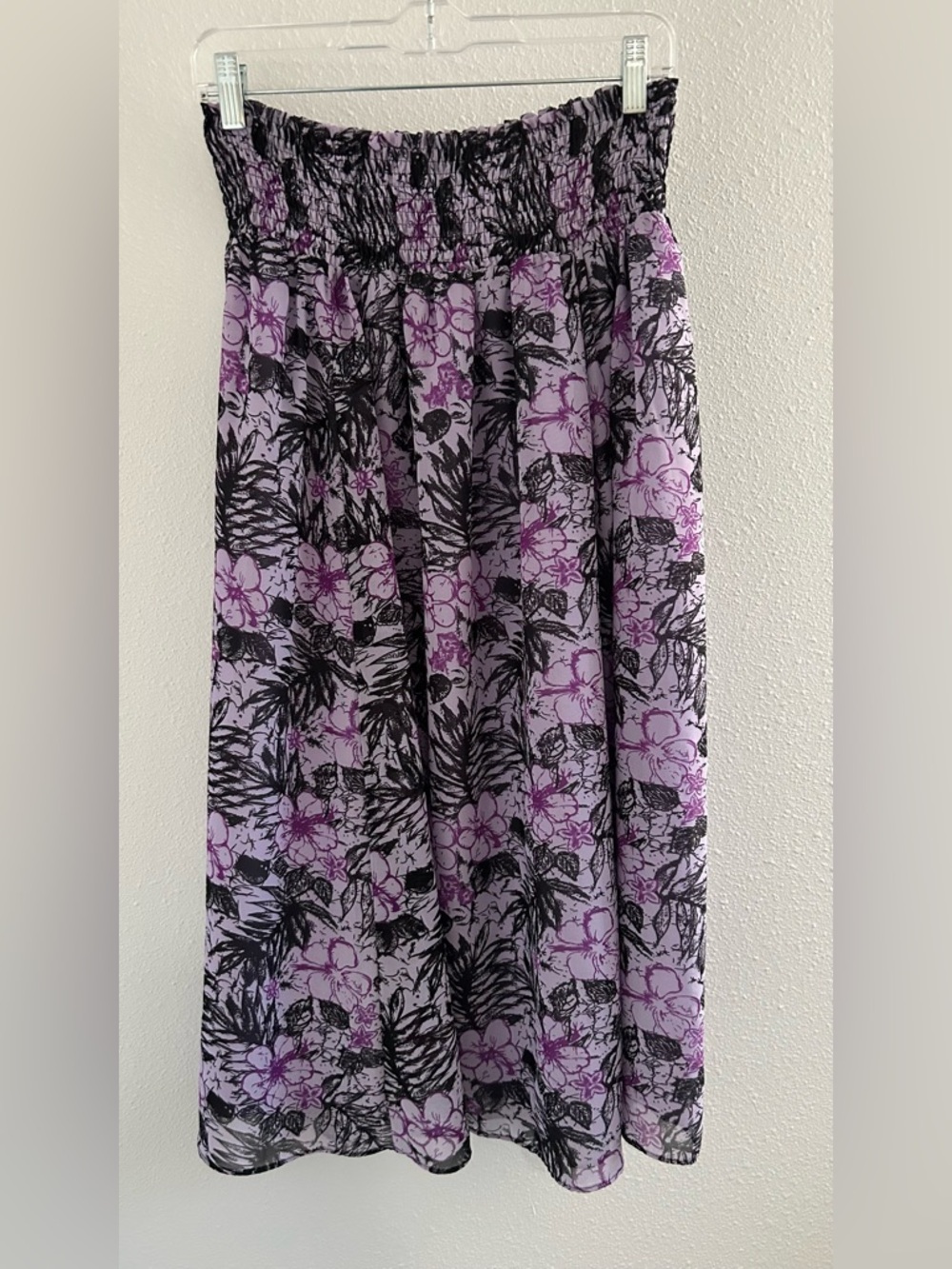 George Floral Midi Skirt in Lavender and Black